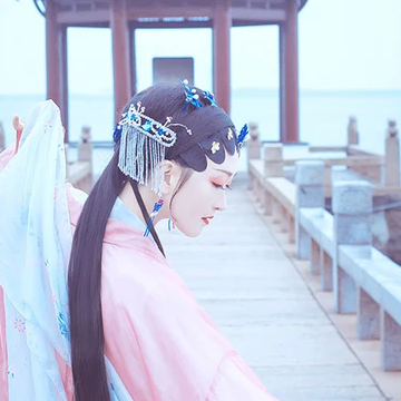 京劇花旦帶折扇女生頭像，唯美古風(fēng)真人頭像
