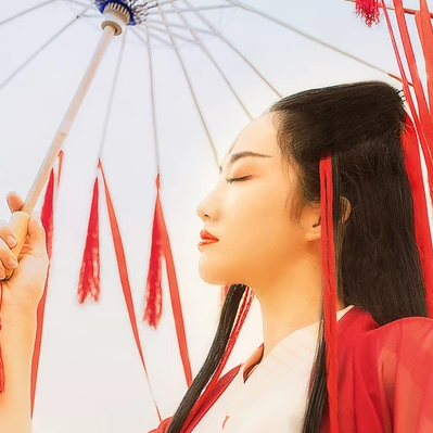紅衣女子霸氣喝酒頭像，唯美古風真人頭像
