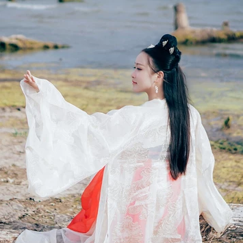 海邊飄逸女子頭像，唯美古風(fēng)真人頭像