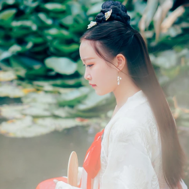 海邊飄逸女子頭像，唯美古風(fēng)真人頭像