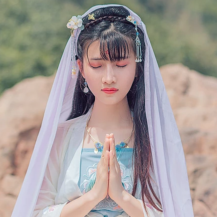 飄逸帶團扇小清新頭像，唯美古風(fēng)女子真人頭像