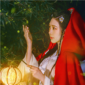夜深庭間女子古風頭像大全，紅斗篷美人qq頭像