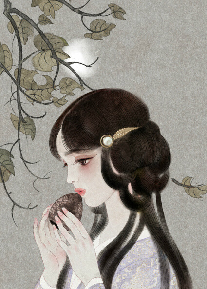 唯美中國(guó)風(fēng)女子手繪插畫