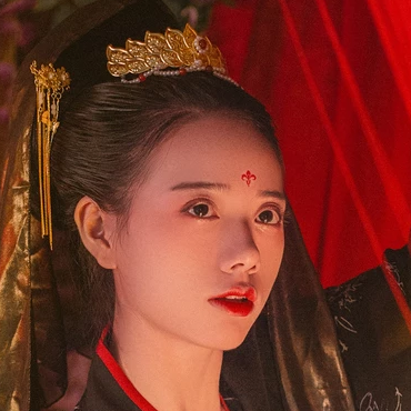 艷麗帶團扇女生頭像,唯美古風真人頭像