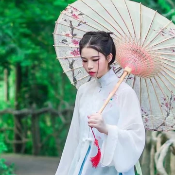 清新嫩綠帶傘女生頭像，唯美古風(fēng)真人頭像