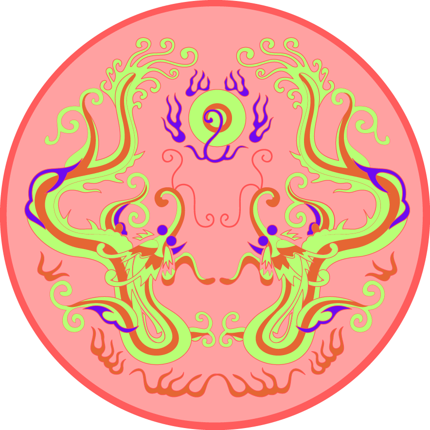 中國傳統(tǒng)刺繡雙龍戲珠圓形圖案，矢量素材