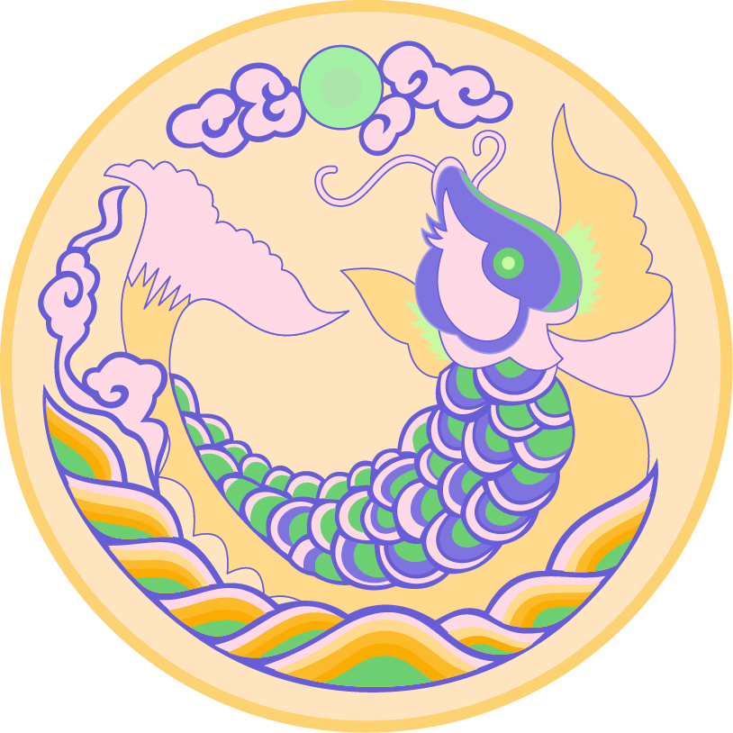 中國(guó)傳統(tǒng)刺繡太陽(yáng)魚圓形圖案，矢量素材