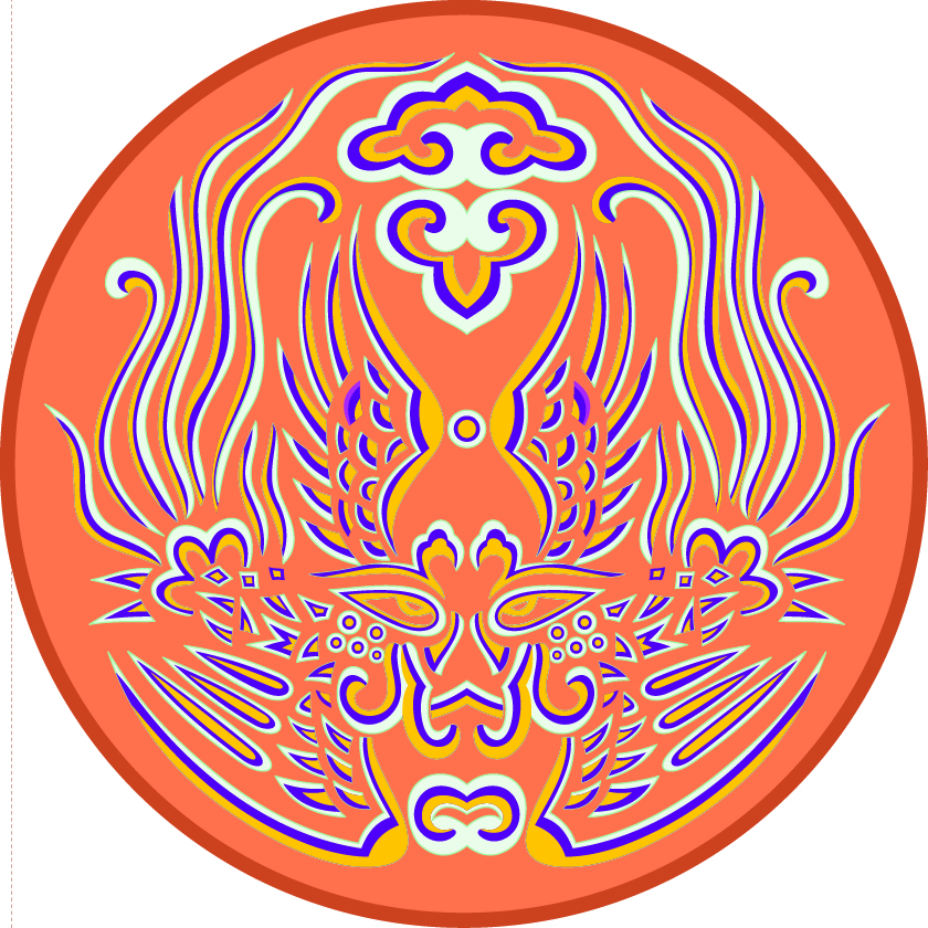 中國(guó)傳統(tǒng)刺繡古風(fēng)臉譜圓形圖案，矢量素材
