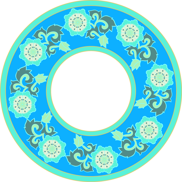 中國(guó)傳統(tǒng)刺繡花邊圓形圖案，矢量素材