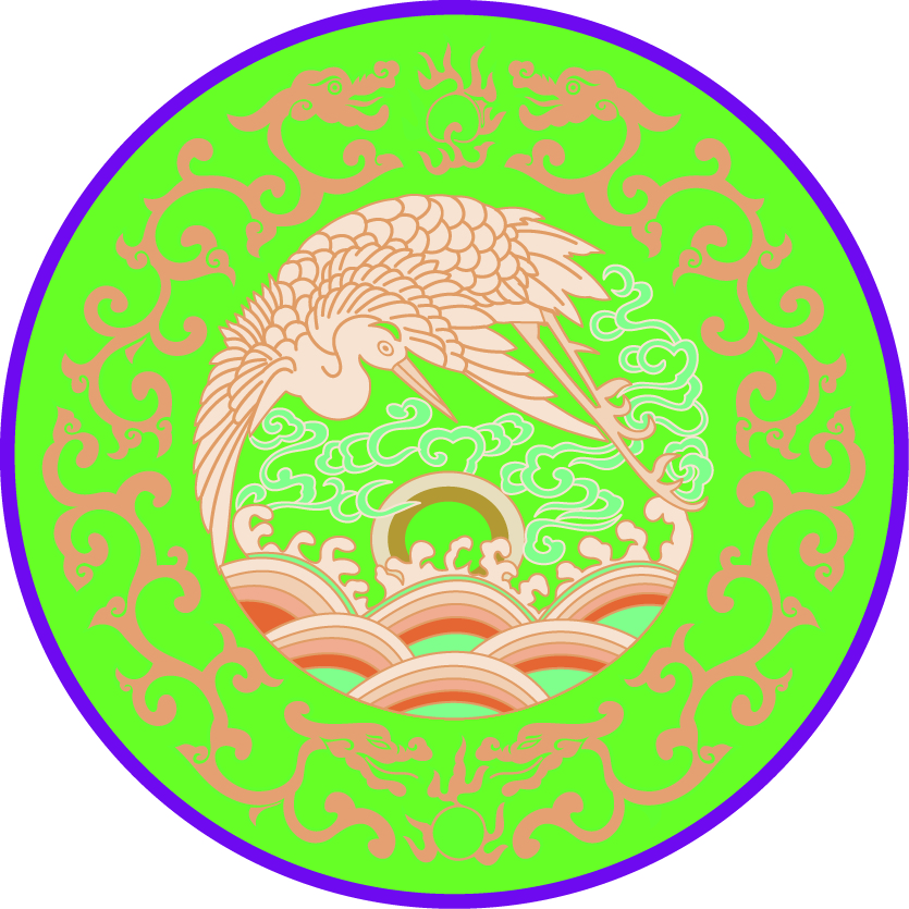 中國(guó)傳統(tǒng)刺繡龍鳳呈祥圓形圖案，矢量素材