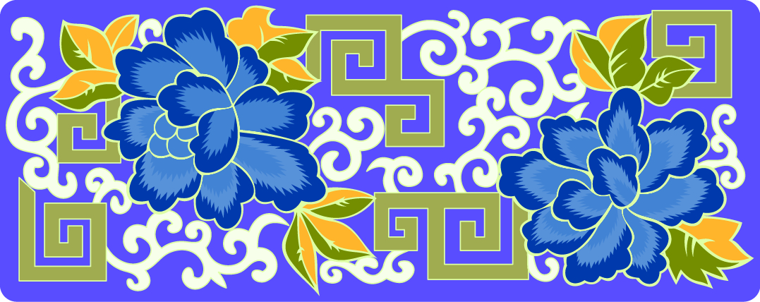 中國傳統(tǒng)刺繡牡丹花圖案，矢量素材