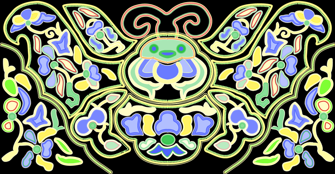 中國(guó)傳統(tǒng)刺繡圖案蝙蝠系列一，矢量素材