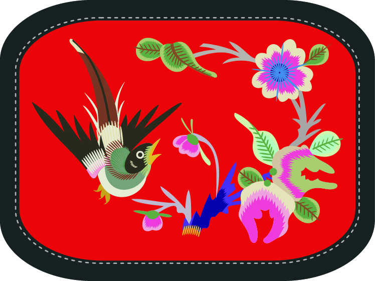 中國傳統(tǒng)刺繡圖案鳥語花香系列八，矢量素材