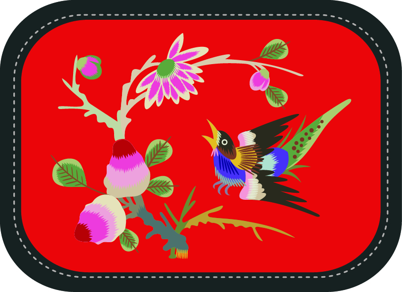 中國(guó)傳統(tǒng)刺繡圖案鳥語花香系列九，矢量素材