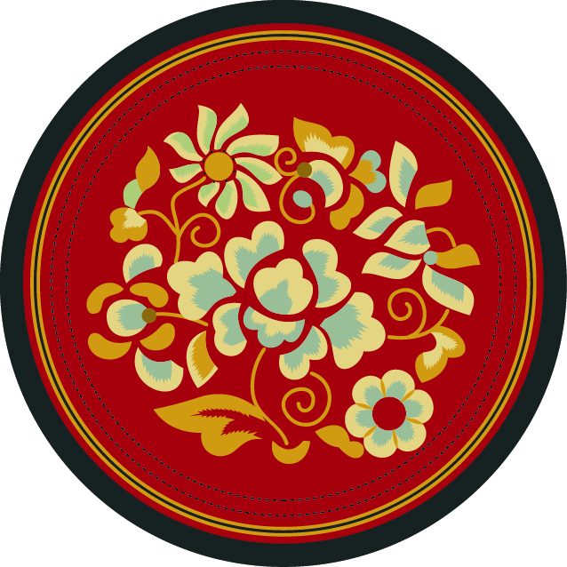 中國傳統(tǒng)刺繡圖案圓形花卉系列一，矢量素材