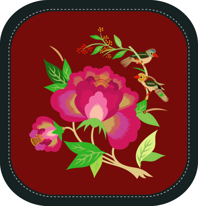 中國傳統(tǒng)刺繡圖案月季花卉系列一，矢量素材