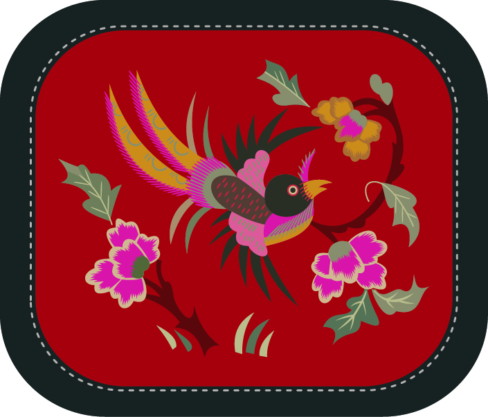 中國傳統(tǒng)刺繡圖案鳥語花香系列六，矢量素材