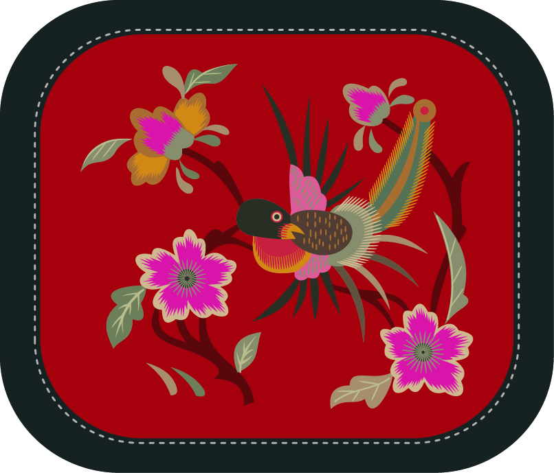 中國(guó)傳統(tǒng)刺繡圖案鳥(niǎo)語(yǔ)花香系列七，矢量素材