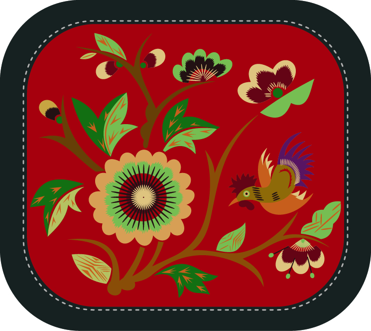 中國傳統(tǒng)刺繡圖案花卉鳥類系列二，矢量素材