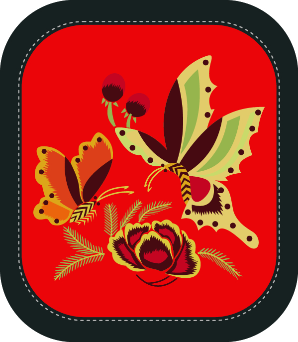中國(guó)傳統(tǒng)刺繡圖案蝴蝶花卉系列三，矢量素材