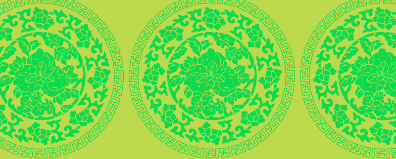 中國傳統(tǒng)織錦蟠桃圖案與配色，矢量素材AI圖片