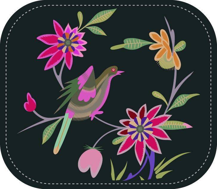 中國(guó)傳統(tǒng)刺繡圖案鳥(niǎo)語(yǔ)花香系列一，矢量素材