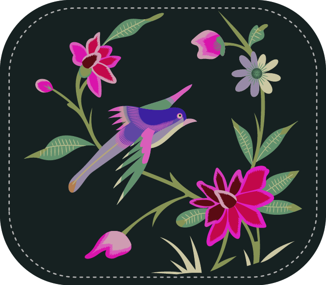 中國(guó)傳統(tǒng)刺繡圖案鳥語花香系列二，矢量素材