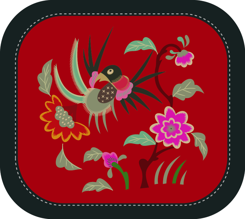 中國(guó)傳統(tǒng)刺繡圖案鳥(niǎo)語(yǔ)花香系列四，矢量素材