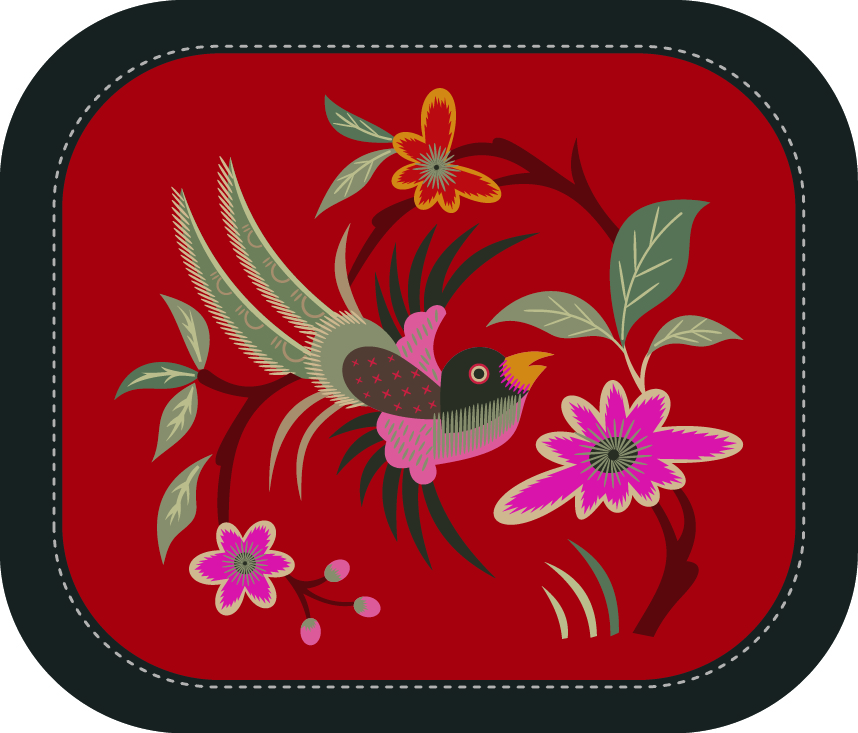 中國(guó)傳統(tǒng)刺繡圖案鳥(niǎo)語(yǔ)花香系列五，矢量素材