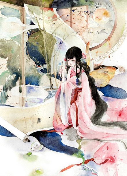 好看的古風水彩美人圖，值得收藏的古風圖片